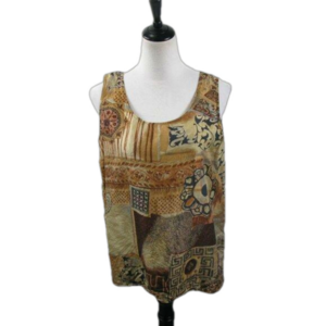 Stunt 100% Silk Patterned Sleeveless Blouse Size Medium